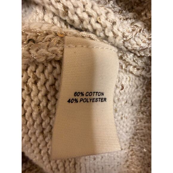 Marled Sz LG Cardigan Sweater Knit Front Pockets Gold - Picture 4 of 6